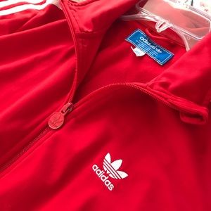 Red adidas track jacket